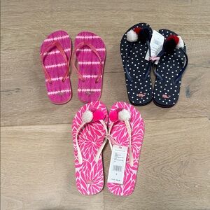 Vineyard Vines Colorful Flip Flop Set with Pom Poms